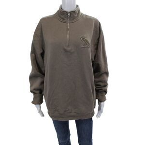 Octobers Very Own Womens Half Zipper Mock Neck Sweatshirt Brown Size Medium